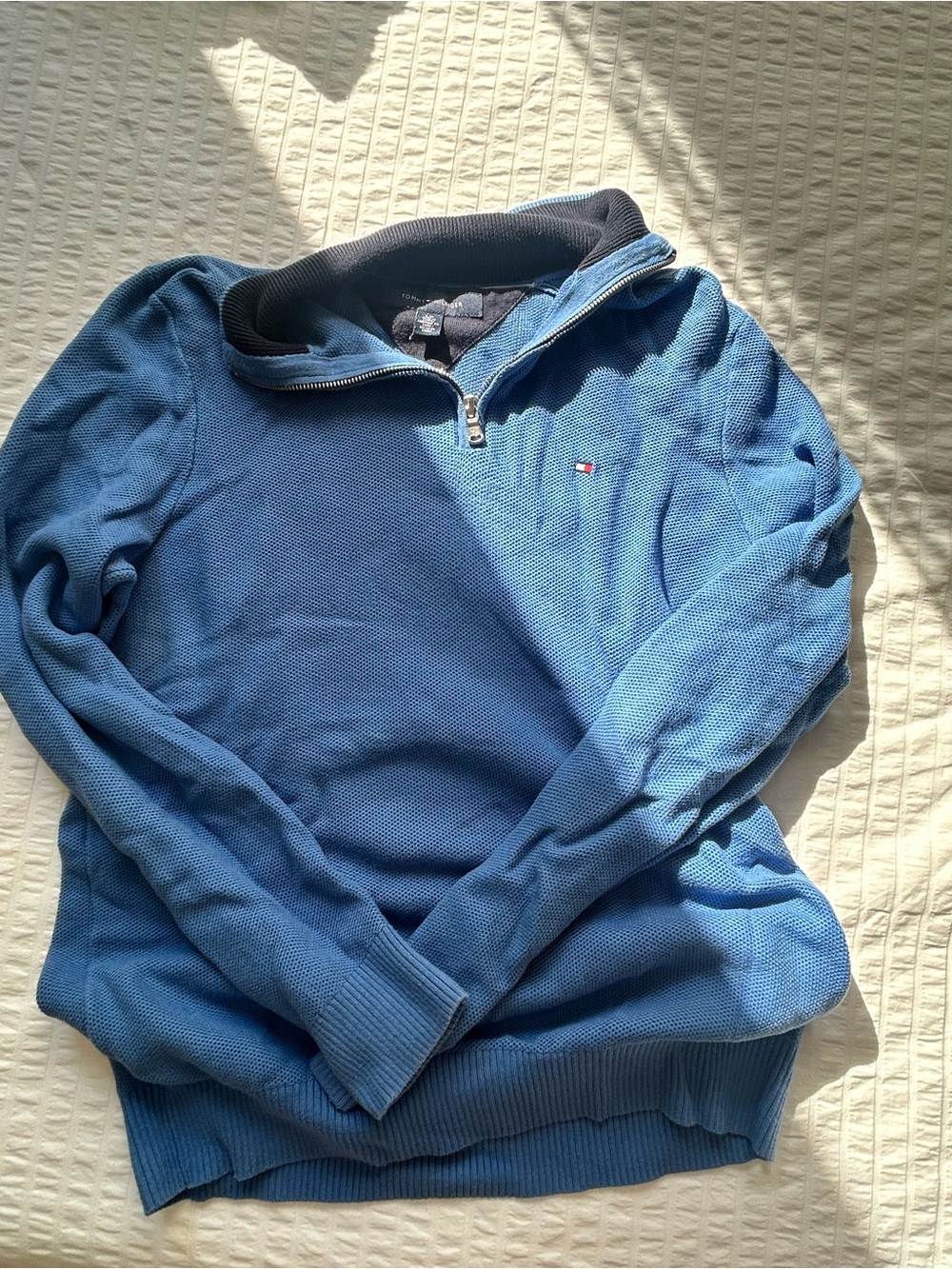 Tommy Hilfiger Men's Light Blue Half-Zip Sweater